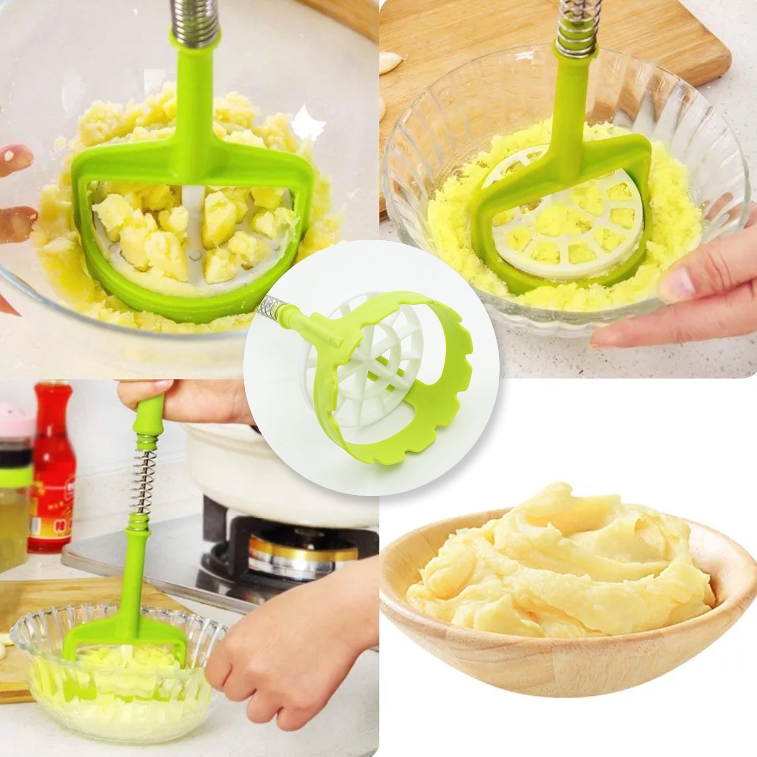 5768 Multi Functional One-Handed Plastic Manual Mashed Potatoes Masher, Mash Sweet Potato Masher with Comfort Grip and Stainless-Steel Spring Design for Nonstick Pans (1 Pc) 5768 Multi Functional One-Handed Plastic Manual Mashed Potatoes Masher, Mash Sweet Potato Masher with Comfort Grip and Stainless-Steel Spring Design for Nonstick Pans (1 Pc)
